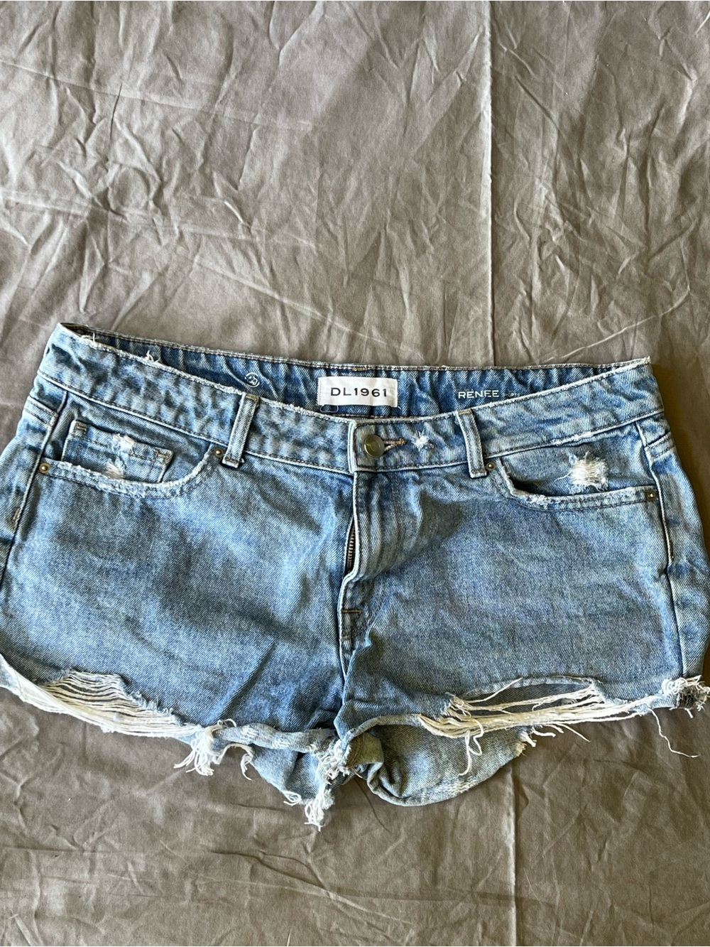 DL1961 Light Blue Distressed Renee Denim Cutoff Shorts - Women